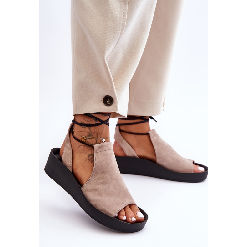 Suede Wedge sandaalit Nicole 2743/042 beige 1