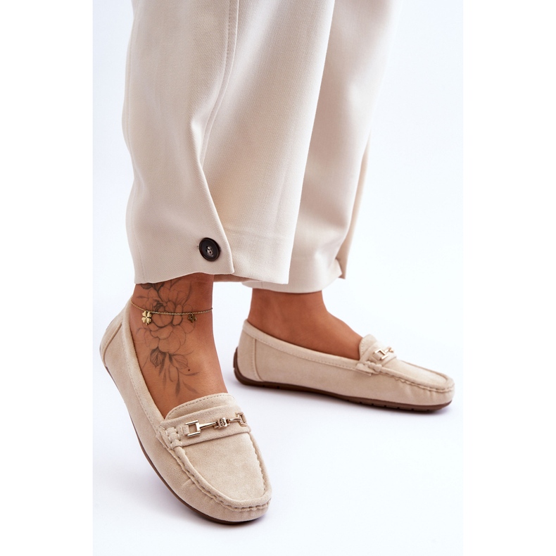 Naisten klassiset mokkanahkaiset loaferit beige Corinell 1