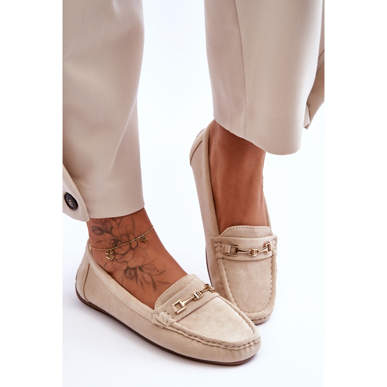 Naisten klassiset mokkanahkaiset loaferit beige Corinell 2