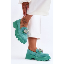 PS1 Naisten loaferit koristeellisilla kristalleilla Vihreä Avril 2