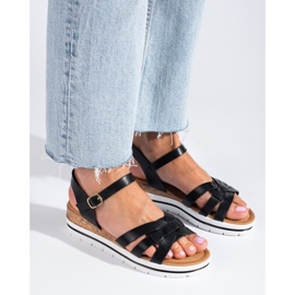 Naisten Shelovetin mustat matalat sandaalit 1