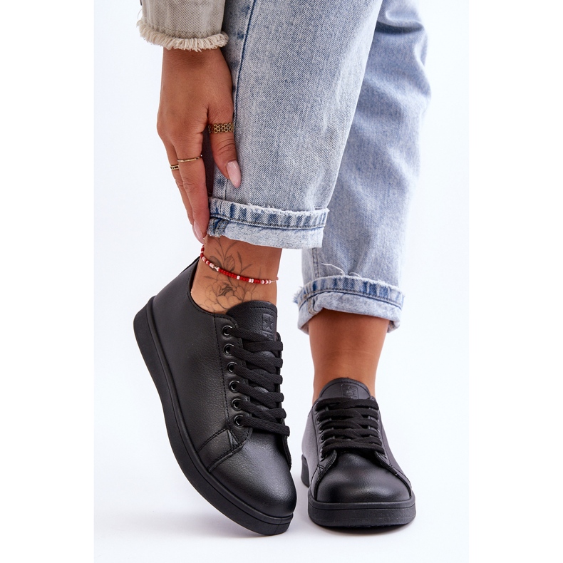 PE1 Naisten nahkaiset klassiset tennarit, mustat Unlimited 2