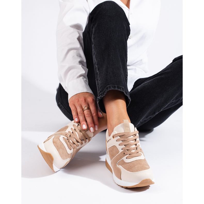 Naisten Shelovetin ruskeat wedge-lenkkarit beige 1
