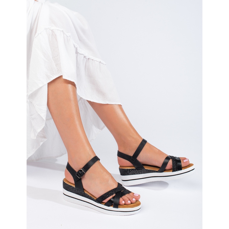 Mustat naisten Shelovet-kiila sandaalit 1