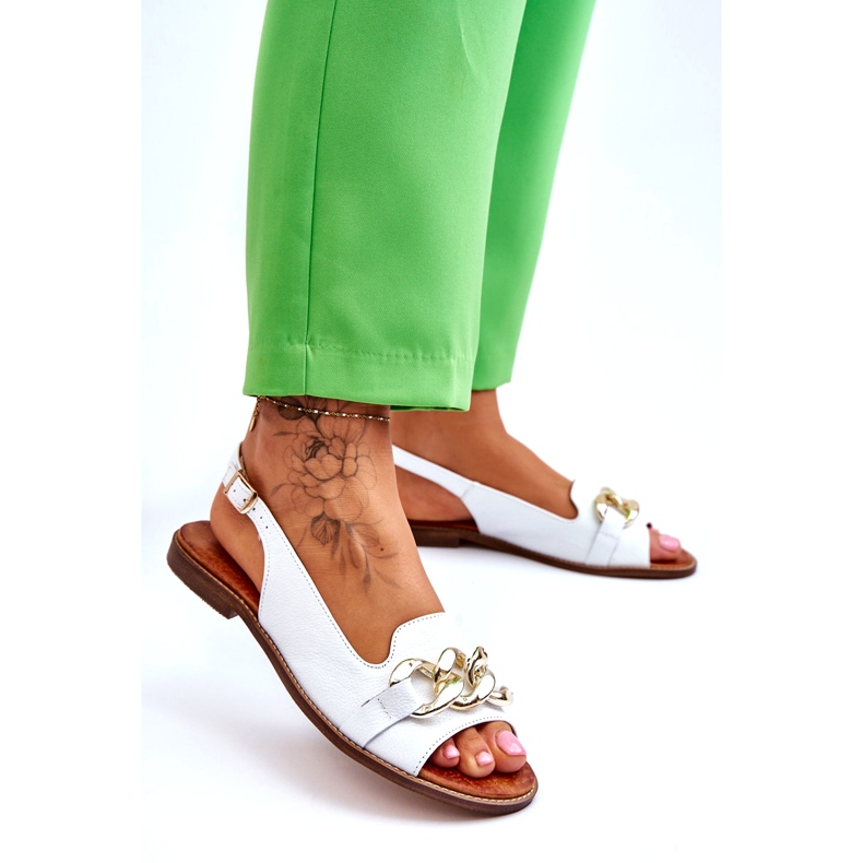 Lewski Shoes Naisten nahkasandaalit Leewski Shoes 3230 White Peas valkoinen 2