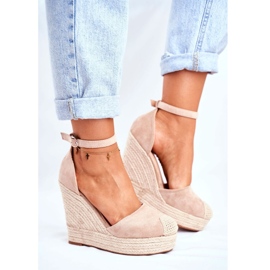 Beige Wedge sandaalit punoksilla 3