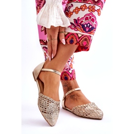 Naisten tyylikkäät litteät sandaalit, kultaa kultainen 2