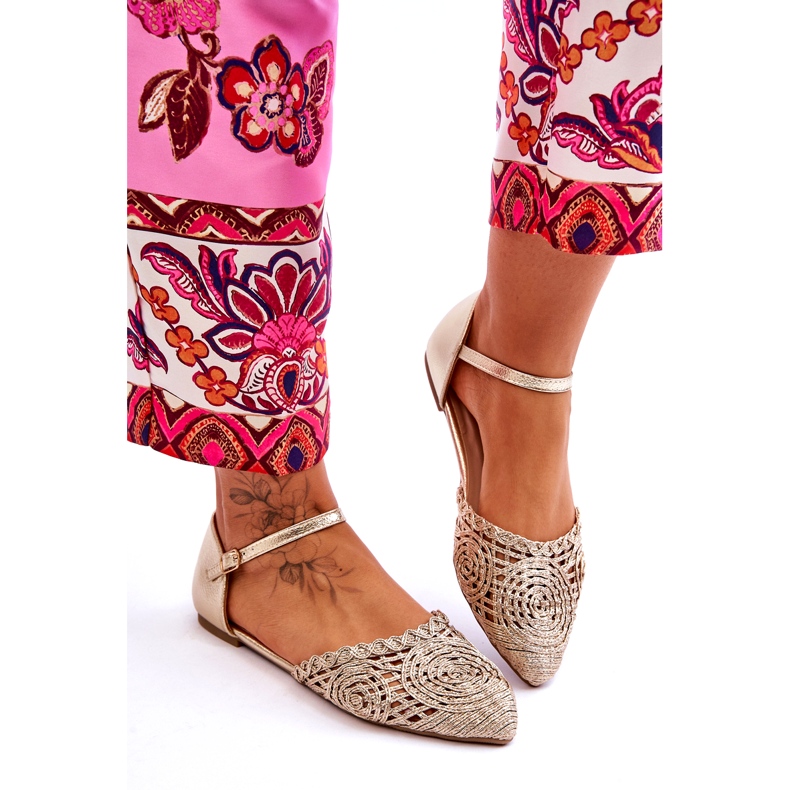 Naisten tyylikkäät litteät sandaalit, kultaa kultainen 4