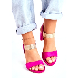 S.Barski Naisten sandaalit kantapäässä Suede Fuchsia vaaleanpunainen 2