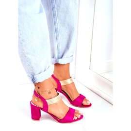 S.Barski Naisten sandaalit kantapäässä Suede Fuchsia vaaleanpunainen 1
