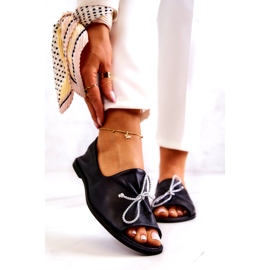 Nahkaiset naisten balerinat Nicole 2660/001 musta 1