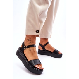 Mukavat nahkaiset Wedge Sandaalit Musta Tifena 4