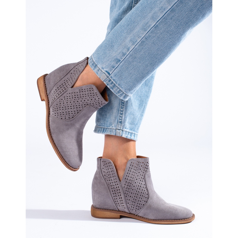 Harjakatkoiset naisten kiila saappaat Shelovet harmaa 2