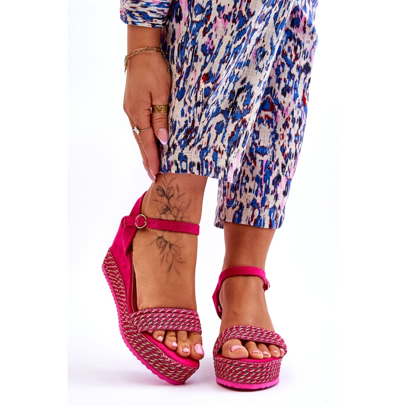 Klassiset naisten fuksia-kiila sandaalit vaaleanpunainen 1