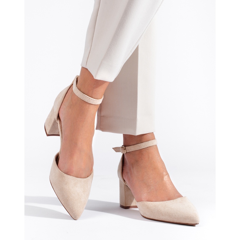 Naisten beige-mokkanahka Shelovet-pumput 1