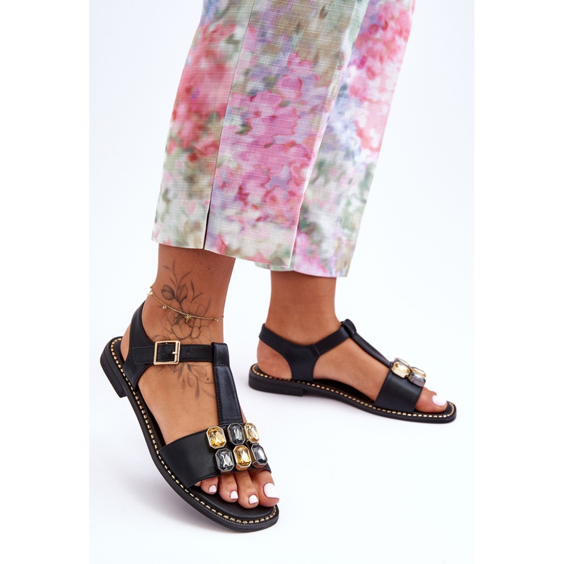 Naisten sandaalit S.Barski kivillä KV-2775-30 musta 2