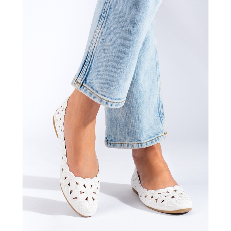 Harjakatkoiset naisten valkoiset Shelovet-balerinat valkoinen 1