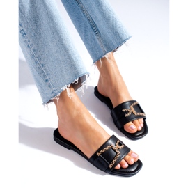 Shelovetin mustat naisten liukumäet kultaisella soljella 1