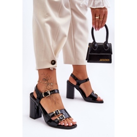 S. BARSKI Lakatut S.Barski 80-3 korkeakorkoiset sandaalit mustat 1