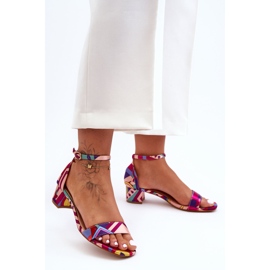 FS1 Kuviolliset satiinikorkokengät sandaalit Red Mix Inspire Me! monivärinen 2
