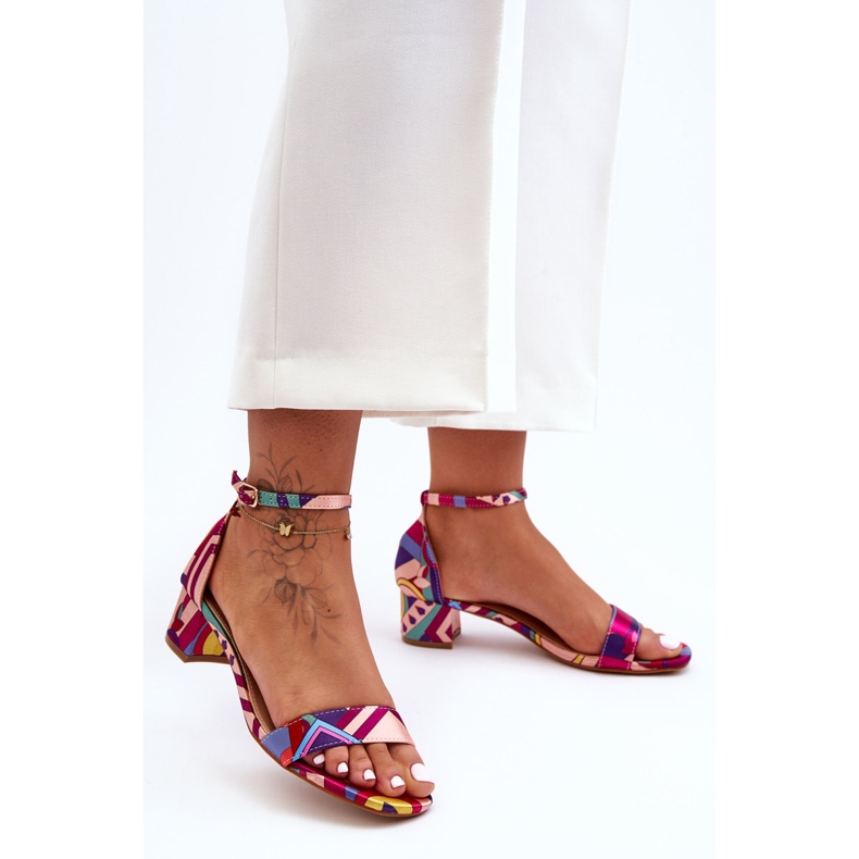 FS1 Kuviolliset satiinikorkokengät sandaalit Red Mix Inspire Me! monivärinen 2