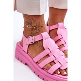 FS1 Litteät nahkasandaalit, joissa vaaleanpunaiset diosa-olkaimet vaaleanpunainen 2