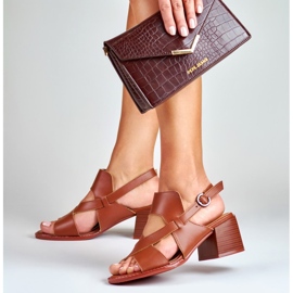 La.Fi Ruskeat nahkaiset stilettosandaalit 1