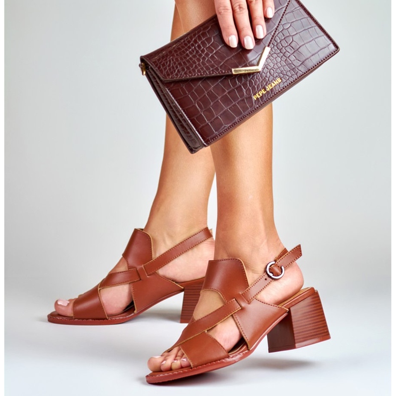 La.Fi Ruskeat nahkaiset stilettosandaalit 1