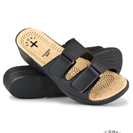 Mukavat naisten tossut mustalla tarranauhalla 1