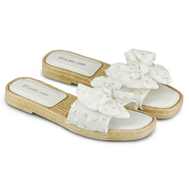 Naisten valkoiset tossut rusetilla valkoinen 1