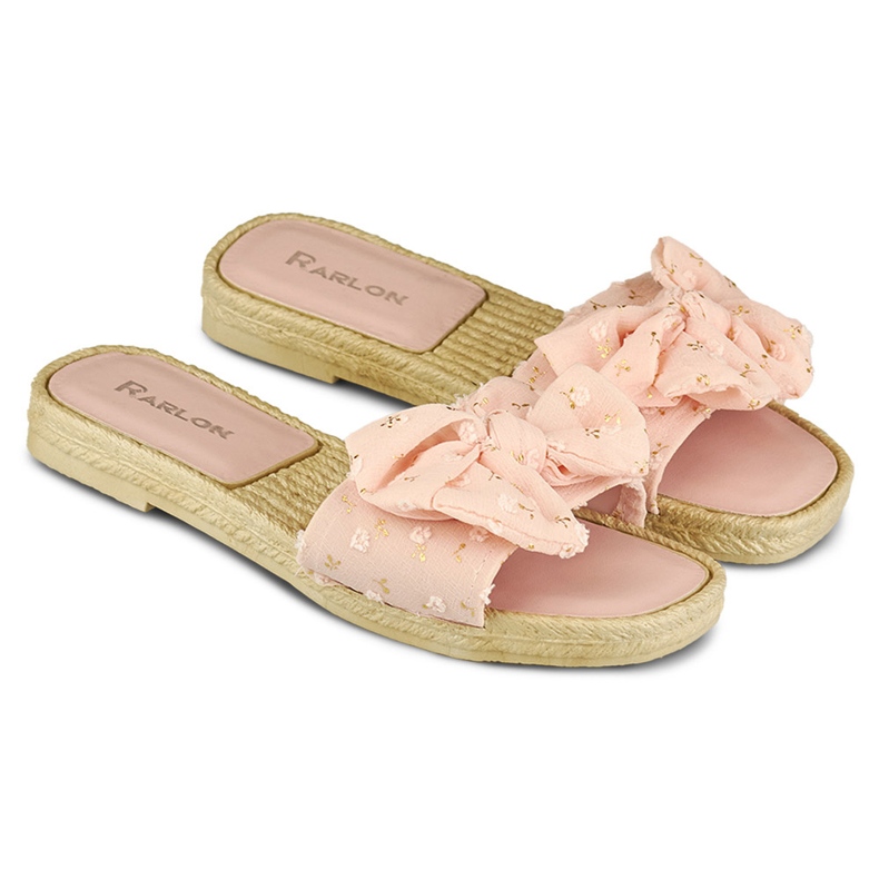 Naisten vaaleanpunaiset tossut rusetilla vaaleanpunainen 1