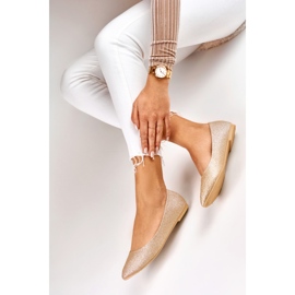 Naisten kullanväriset kiiltävät balerinat kultainen 1