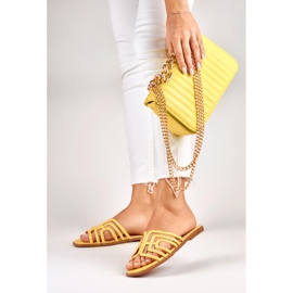 Keltaiset tyylikkäät naisten litteät sandaalit keltainen 2