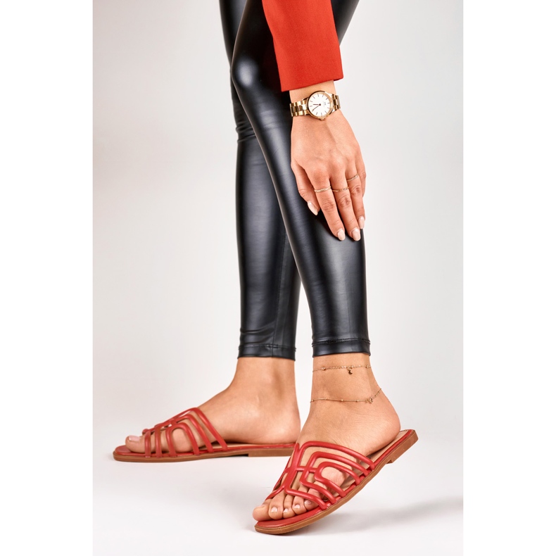 Punaiset tyylikkäät naisten tasaiset tossut punainen 2