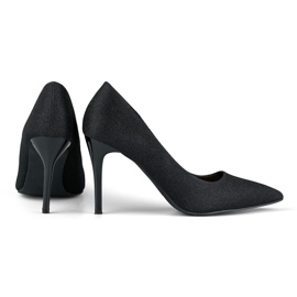 Tyylikkäät mustat korkokengät kevyellä glitterillä 2