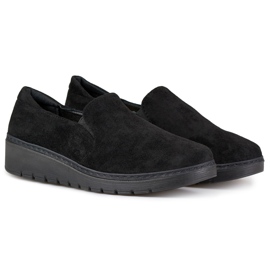 Mukavat naisten mokkanahkaiset mustat kengät 1