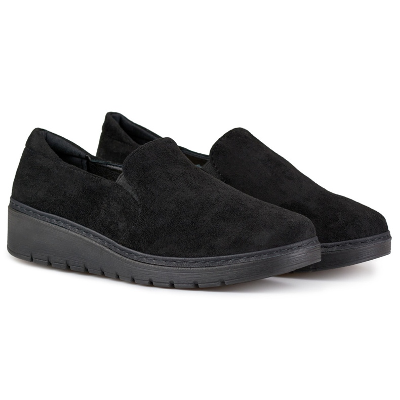 Mukavat naisten mokkanahkaiset mustat kengät 1