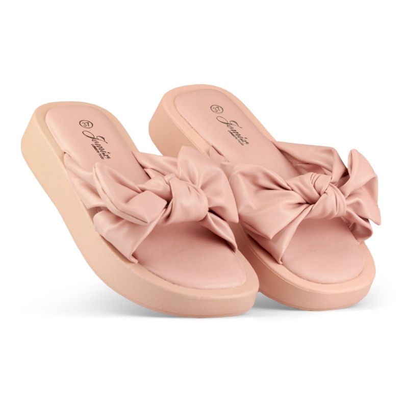 Naisten vaaleanpunaiset tossut eko-nahasta vaaleanpunainen 1