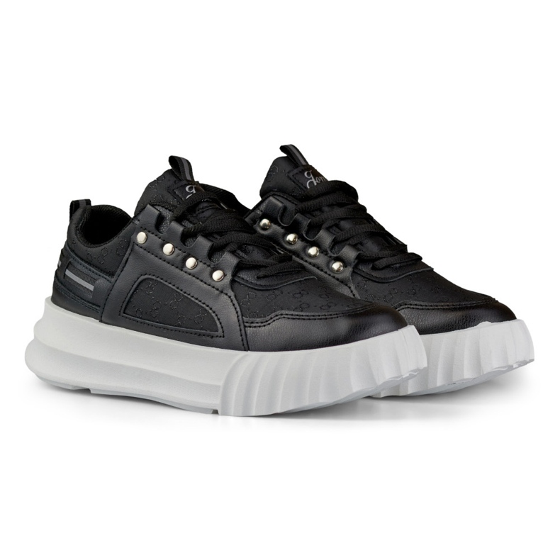 Mustat naisten urheilukengät, joissa valkoinen pohja 2