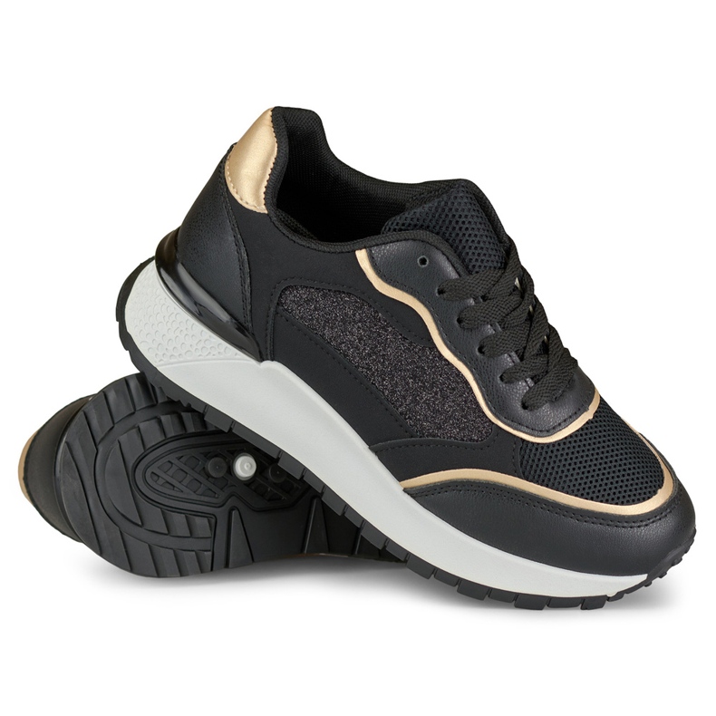 Naisten mustat kiiltävät lenkkarit 1