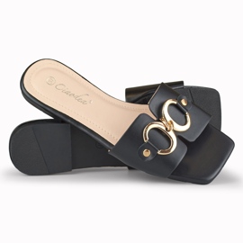 Mustat naisten tossut kultaisella Hensi-koristeella 1