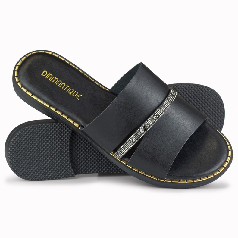 Tyylikkäät mustat naisten tossut koristeella 1