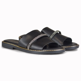 Tyylikkäät mustat naisten tossut koristeella 2