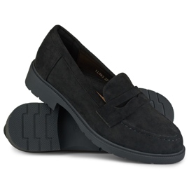 Mustat klassiset mokkanahkaiset naisten kengät 1