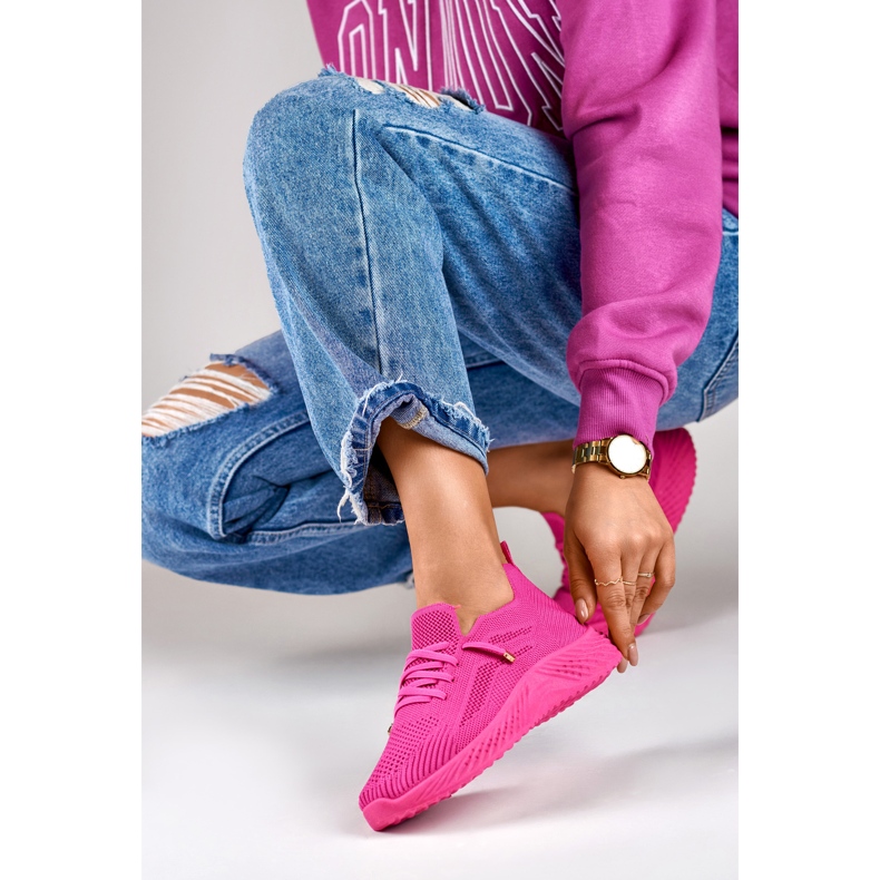 Fuksiaa joustavat naisten urheilukengät vaaleanpunainen 1