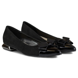 Pumput, joissa rusetti matalalla hopeanvärisellä kantapäällä musta 2