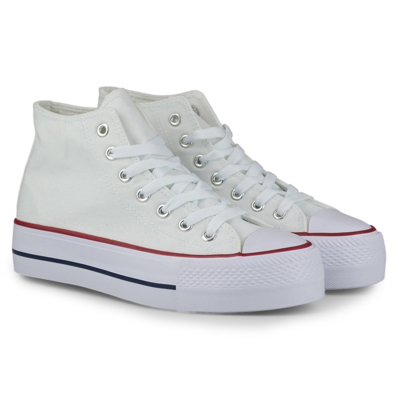 Naisten valkoiset tennarit nilkan yläpuolella valkoinen 1