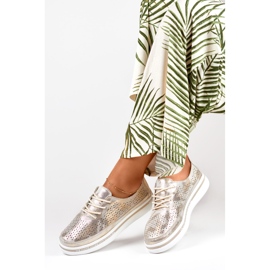 Naisten kullanväriset urheilukengät luonnonnahasta kultainen 1