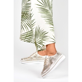 Naisten kullanväriset urheilukengät luonnonnahasta kultainen 2