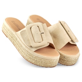 Naisten mokkanahka beige espadrillit 1